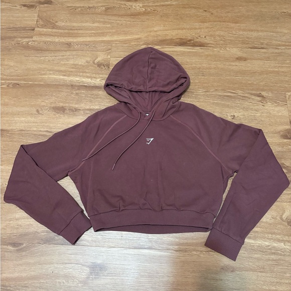 Gymshark Women's Maroon Cropped Hoodie - Picture 6 of 9